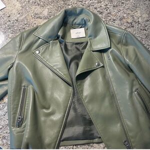 Aritzia Green Leather Jacket
